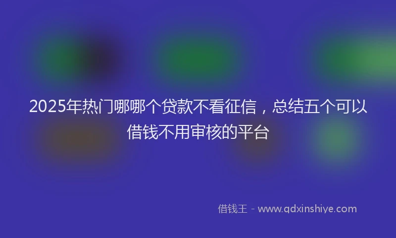 2025年热门哪哪个贷款不看征信，总结五个可以借钱不用审核的平台