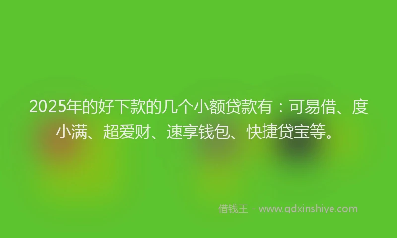 2025年的好下款的几个小额贷款有：可易借、度小满、超爱财、速享钱包、快捷贷宝等。