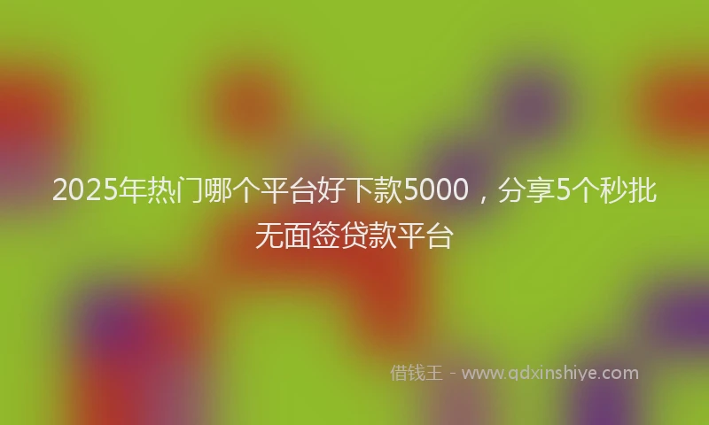 2025年热门哪个平台好下款5000，分享5个秒批无面签贷款平台