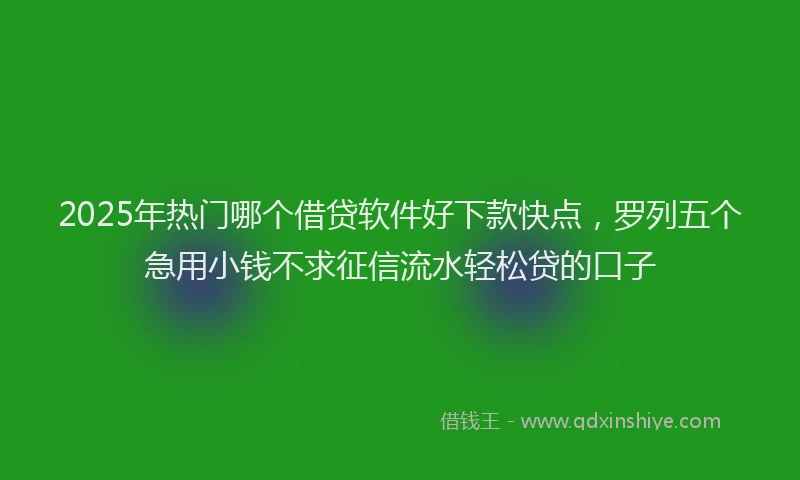 2025年热门哪个借贷软件好下款快点，罗列五个急用小钱不求征信流水轻松贷的口子