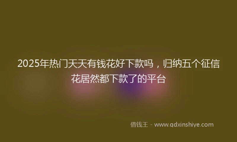 2025年热门天天有钱花好下款吗，归纳五个征信花居然都下款了的平台
