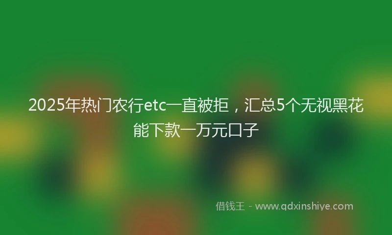 2025年热门农行etc一直被拒，汇总5个无视黑花能下款一万元口子