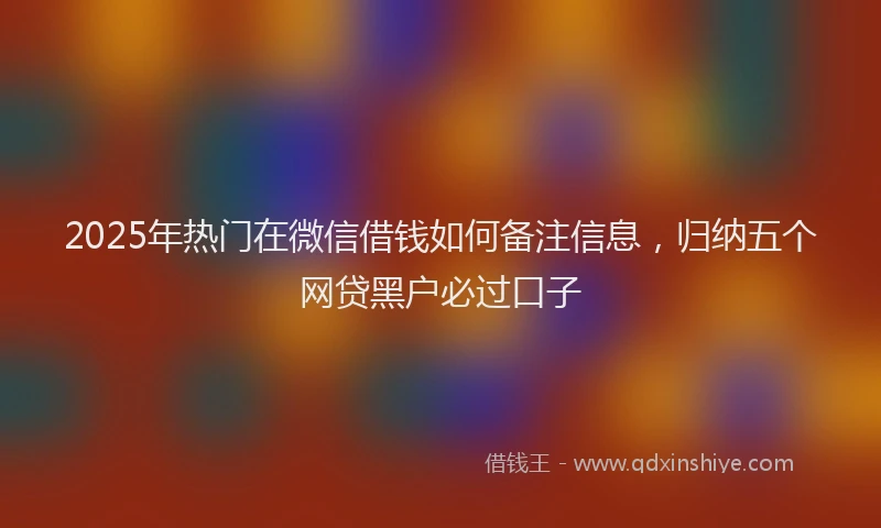 2025年热门在微信借钱如何备注信息，归纳五个网贷黑户必过口子
