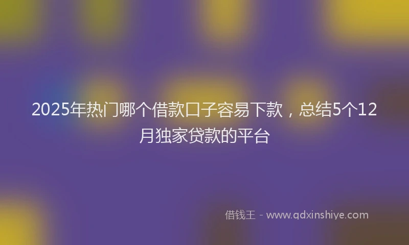 2025年热门哪个借款口子容易下款，总结5个12月独家贷款的平台