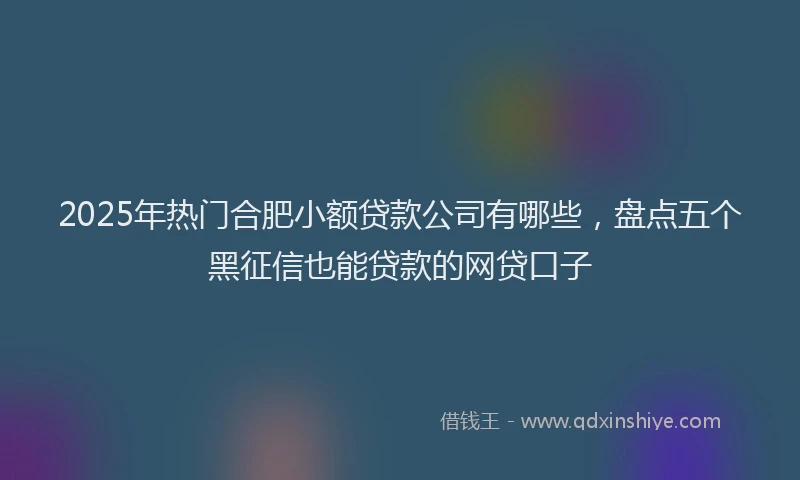 2025年热门合肥小额贷款公司有哪些，盘点五个黑征信也能贷款的网贷口子