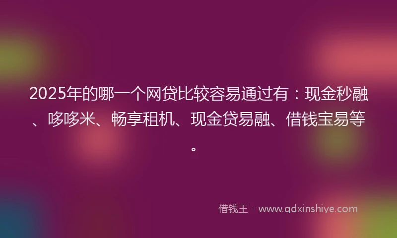 2025年的哪一个网贷比较容易通过有：现金秒融、哆哆米、畅享租机、现金贷易融、借钱宝易等。