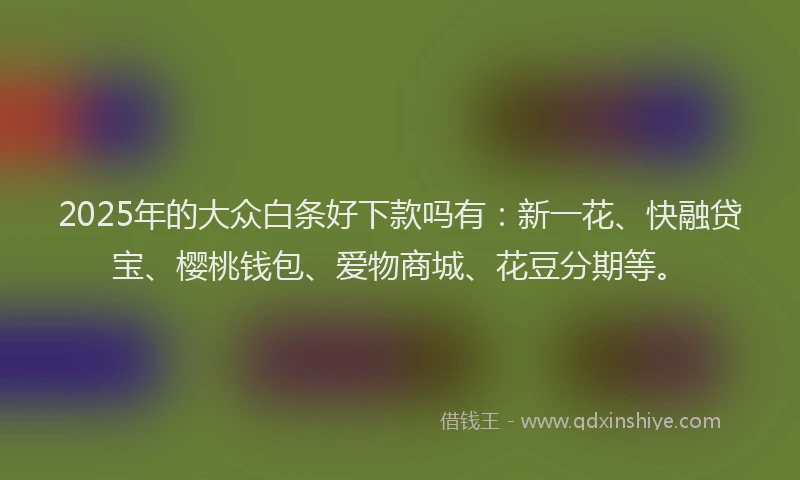 2025年的大众白条好下款吗有：新一花、快融贷宝、樱桃钱包、爱物商城、花豆分期等。