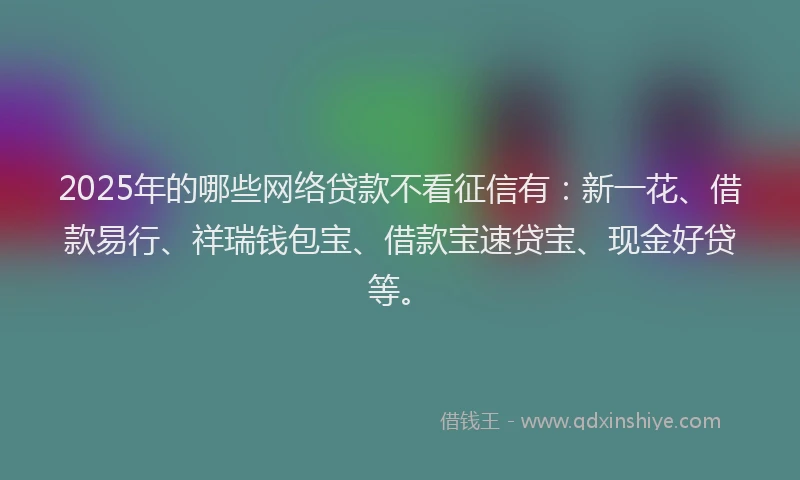 2025年的哪些网络贷款不看征信有：新一花、借款易行、祥瑞钱包宝、借款宝速贷宝、现金好贷等。