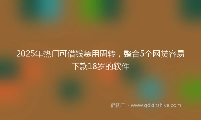 2025年热门可借钱急用周转，整合5个网贷容易下款18岁的软件