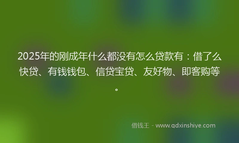 2025年的刚成年什么都没有怎么贷款有：借了么快贷、有钱钱包、信贷宝贷、友好物、即客购等。