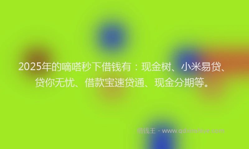 2025年的嘀嗒秒下借钱有：现金树、小米易贷、贷你无忧、借款宝速贷通、现金分期等。