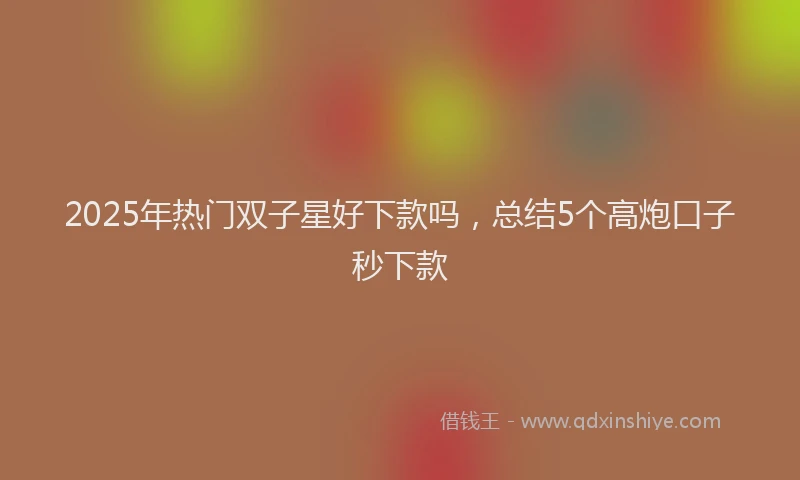 2025年热门双子星好下款吗，总结5个高炮口子秒下款