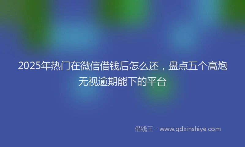 2025年热门在微信借钱后怎么还，盘点五个高炮无视逾期能下的平台