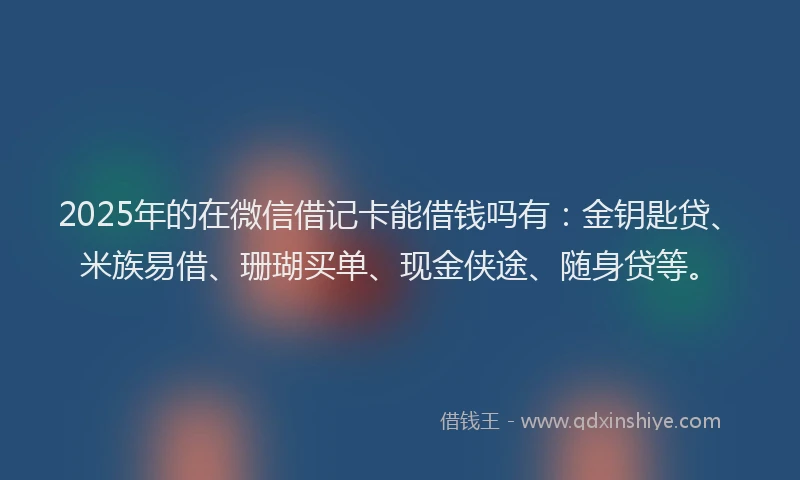 2025年的在微信借记卡能借钱吗有：金钥匙贷、米族易借、珊瑚买单、现金侠途、随身贷等。