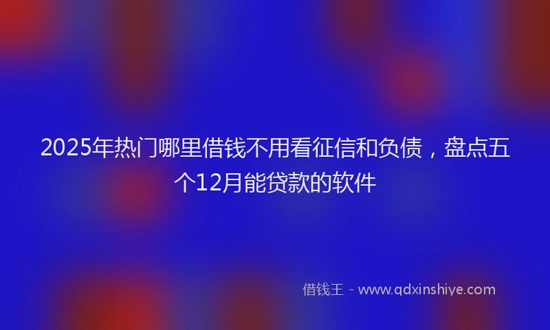 2025年热门哪里借钱不用看征信和负债，盘点五个12月能贷款的软件