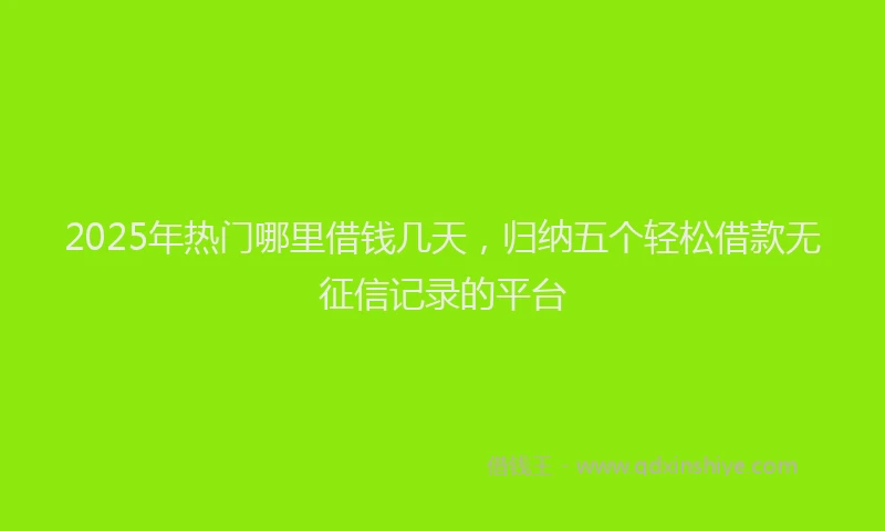 2025年热门哪里借钱几天，归纳五个轻松借款无征信记录的平台
