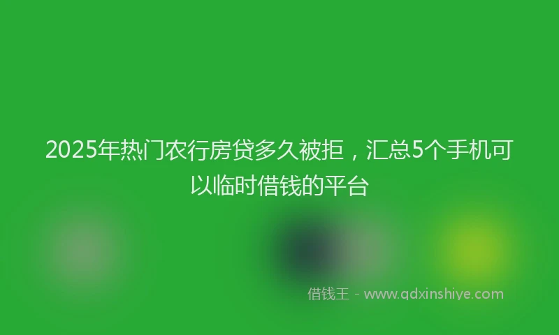 2025年热门农行房贷多久被拒，汇总5个手机可以临时借钱的平台