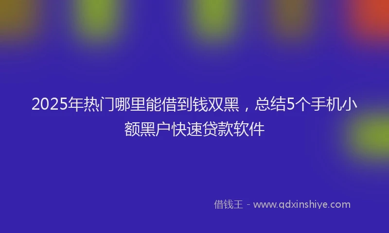 2025年热门哪里能借到钱双黑，总结5个手机小额黑户快速贷款软件