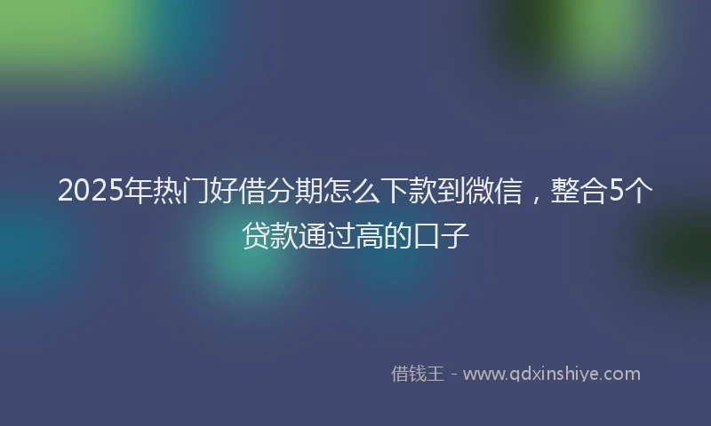 2025年热门好借分期怎么下款到微信，整合5个贷款通过高的口子