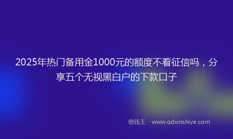 2025年热门备用金1000元的额度不看征信吗，分享五个无视黑白户的下款口子