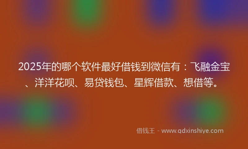 2025年的哪个软件最好借钱到微信有：飞融金宝、洋洋花呗、易贷钱包、星辉借款、想借等。