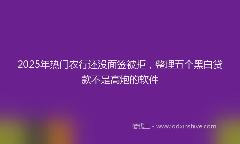 2025年热门农行还没面签被拒，整理五个黑白贷款不是高炮的软件