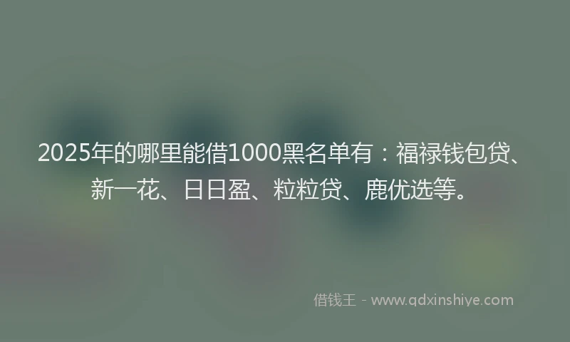 2025年的哪里能借1000黑名单有：福禄钱包贷、新一花、日日盈、粒粒贷、鹿优选等。