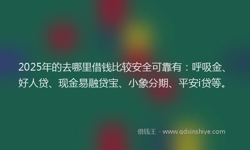 2025年的去哪里借钱比较安全可靠有：呼吸金、好人贷、现金易融贷宝、小象分期、平安i贷等。