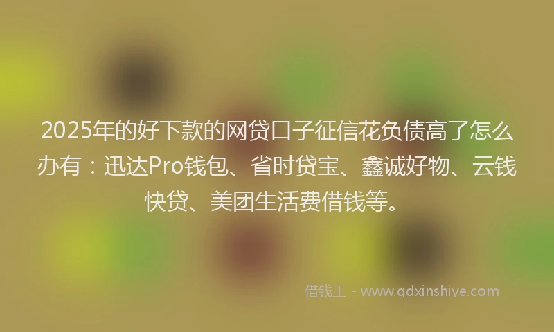 2025年的好下款的网贷口子征信花负债高了怎么办有：迅达Pro钱包、省时贷宝、鑫诚好物、云钱快贷、美团生活费借钱等。