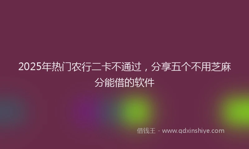 2025年热门农行二卡不通过，分享五个不用芝麻分能借的软件