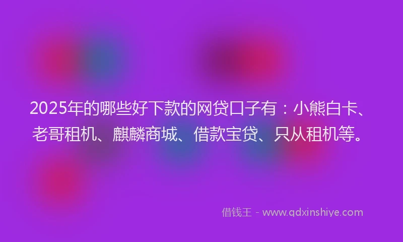 2025年的哪些好下款的网贷口子有：小熊白卡、老哥租机、麒麟商城、借款宝贷、只从租机等。