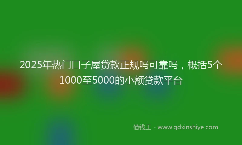 2025年热门口子屋贷款正规吗可靠吗，概括5个1000至5000的小额贷款平台