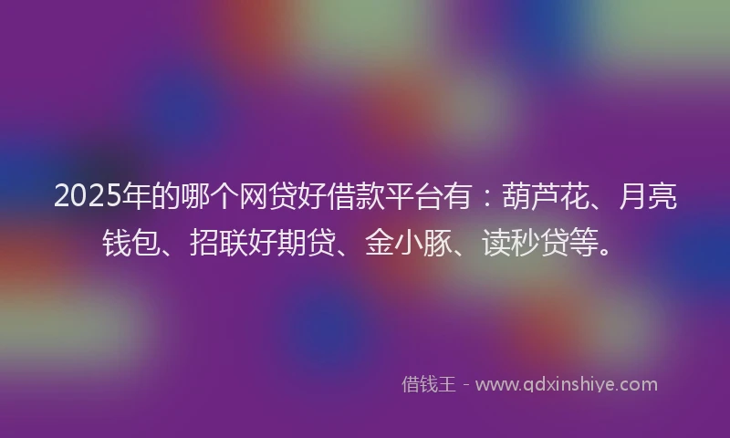 2025年的哪个网贷好借款平台有：葫芦花、月亮钱包、招联好期贷、金小豚、读秒贷等。