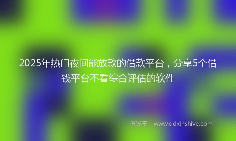 2025年热门夜间能放款的借款平台，分享5个借钱平台不看综合评估的软件