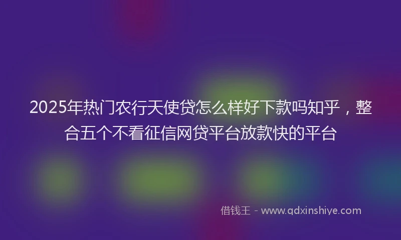 2025年热门农行天使贷怎么样好下款吗知乎，整合五个不看征信网贷平台放款快的平台