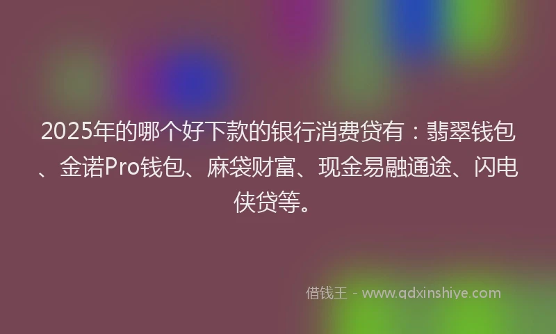 2025年的哪个好下款的银行消费贷有：翡翠钱包、金诺Pro钱包、麻袋财富、现金易融通途、闪电侠贷等。