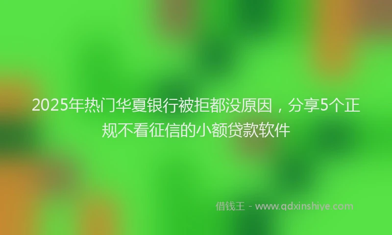 2025年热门华夏银行被拒都没原因，分享5个正规不看征信的小额贷款软件