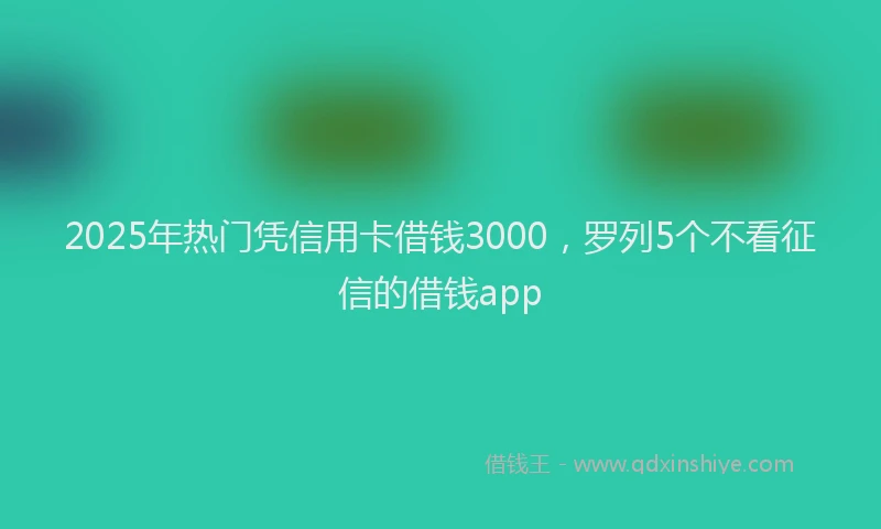 2025年热门凭信用卡借钱3000，罗列5个不看征信的借钱app