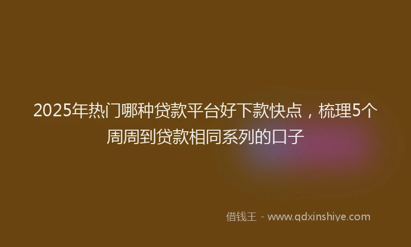 2025年热门哪种贷款平台好下款快点，梳理5个周周到贷款相同系列的口子