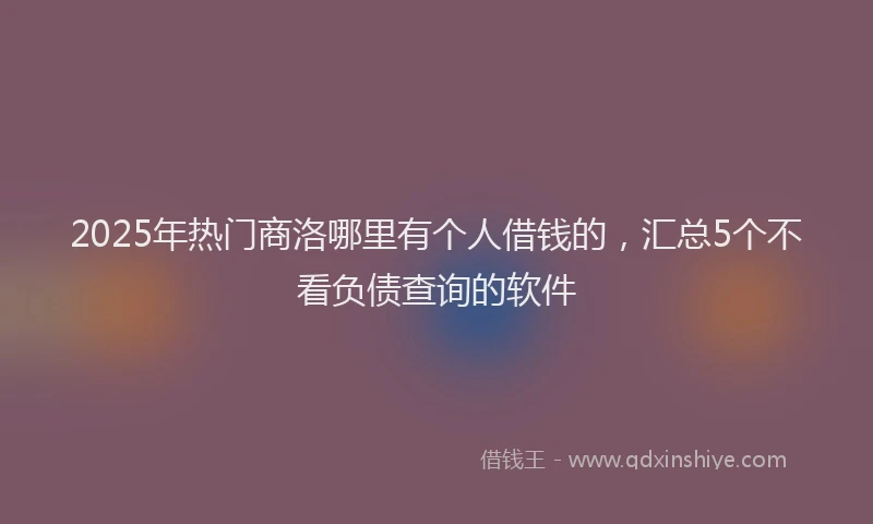 2025年热门商洛哪里有个人借钱的，汇总5个不看负债查询的软件