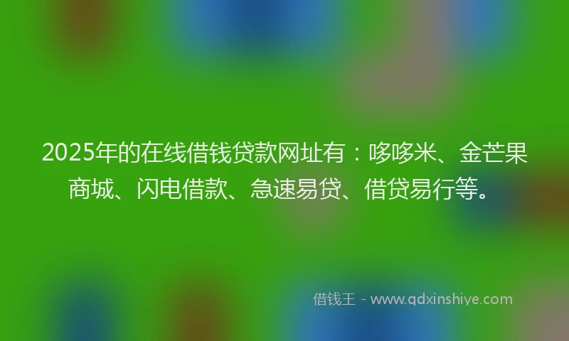2025年的在线借钱贷款网址有：哆哆米、金芒果商城、闪电借款、急速易贷、借贷易行等。