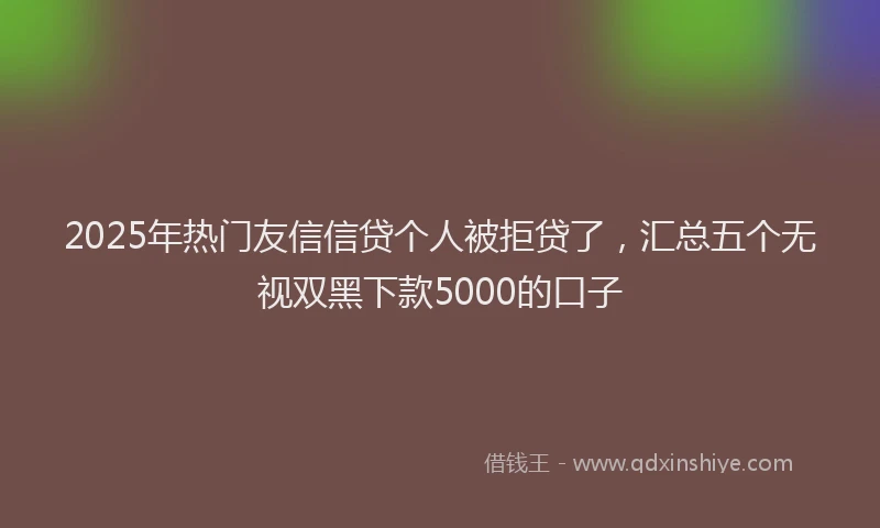 2025年热门友信信贷个人被拒贷了，汇总五个无视双黑下款5000的口子