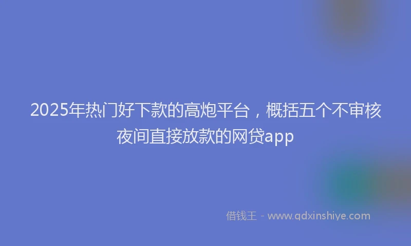 2025年热门好下款的高炮平台，概括五个不审核夜间直接放款的网贷app