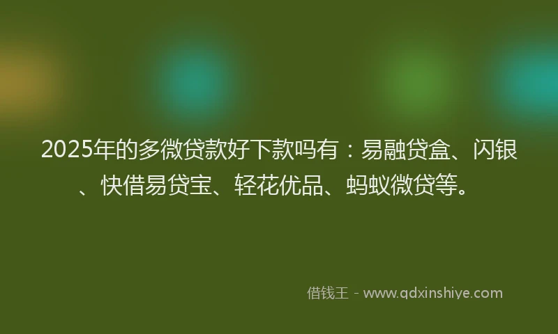 2025年的多微贷款好下款吗有：易融贷盒、闪银、快借易贷宝、轻花优品、蚂蚁微贷等。
