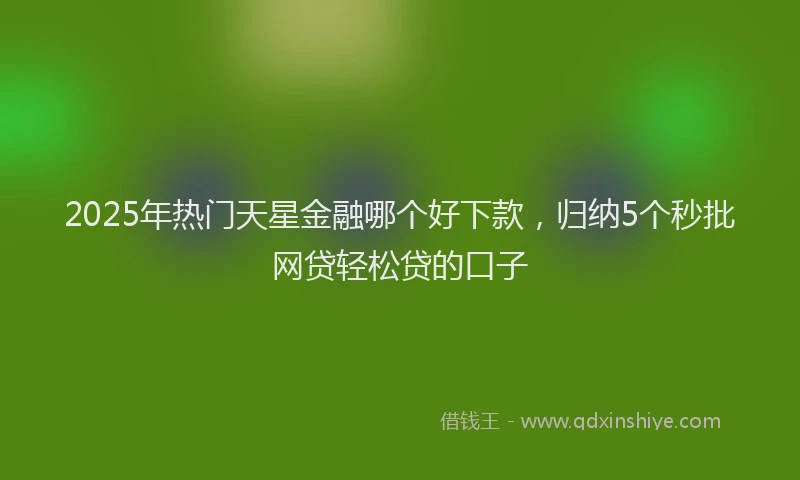 2025年热门天星金融哪个好下款，归纳5个秒批网贷轻松贷的口子