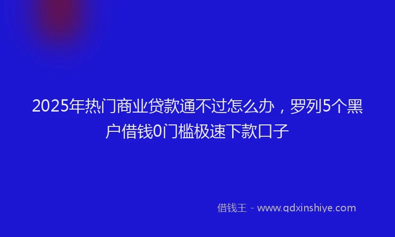 2025年热门商业贷款通不过怎么办，罗列5个黑户借钱0门槛极速下款口子