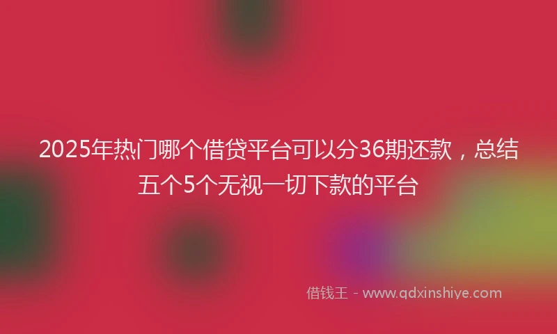 2025年热门哪个借贷平台可以分36期还款，总结五个5个无视一切下款的平台