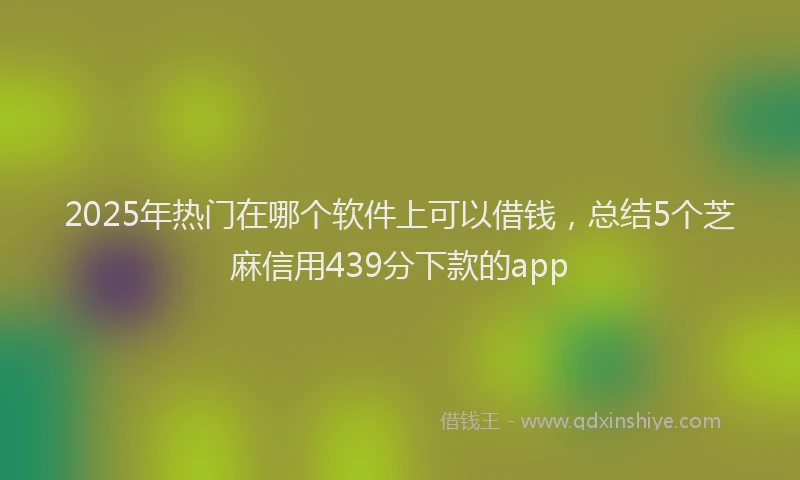 2025年热门在哪个软件上可以借钱，总结5个芝麻信用439分下款的app