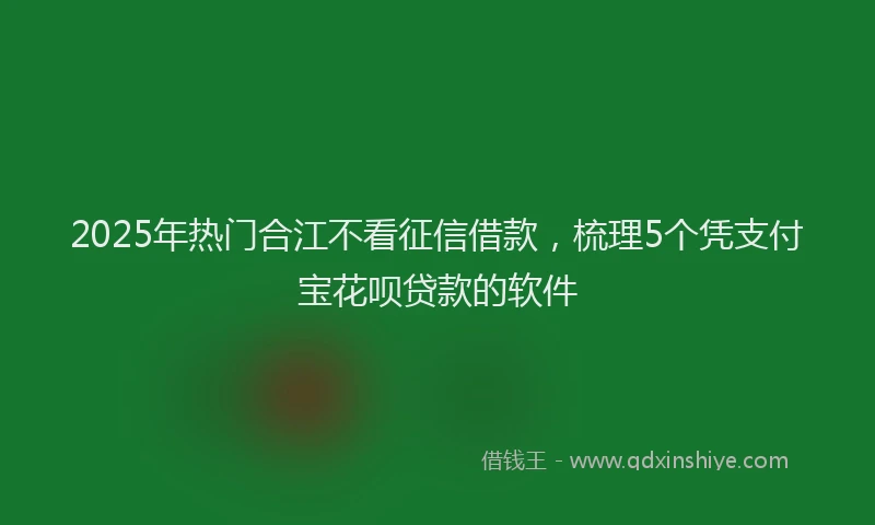 2025年热门合江不看征信借款，梳理5个凭支付宝花呗贷款的软件