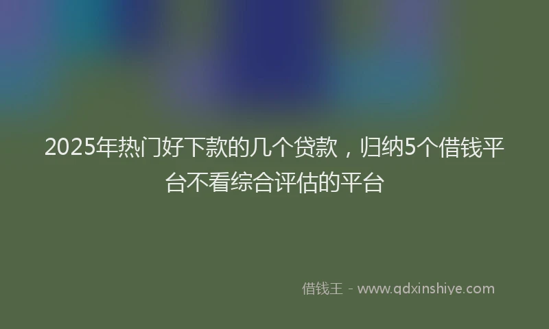 2025年热门好下款的几个贷款，归纳5个借钱平台不看综合评估的平台